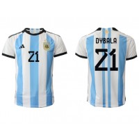 Billiga Argentina Paulo Dybala #21 Hemma fotbollskläder VM 2022 Kortärmad